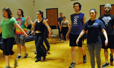 The cast of "Romeo and Juliet," by William Shakespeare, rehearsing the fateful masquerade scene; submitted photo.