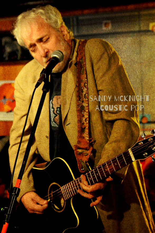 Sandy McKnight, a co-founder of BOOM, playing an acoustic set At the Dream Away Lodge in Becket as part of his solo project (submitted photo).