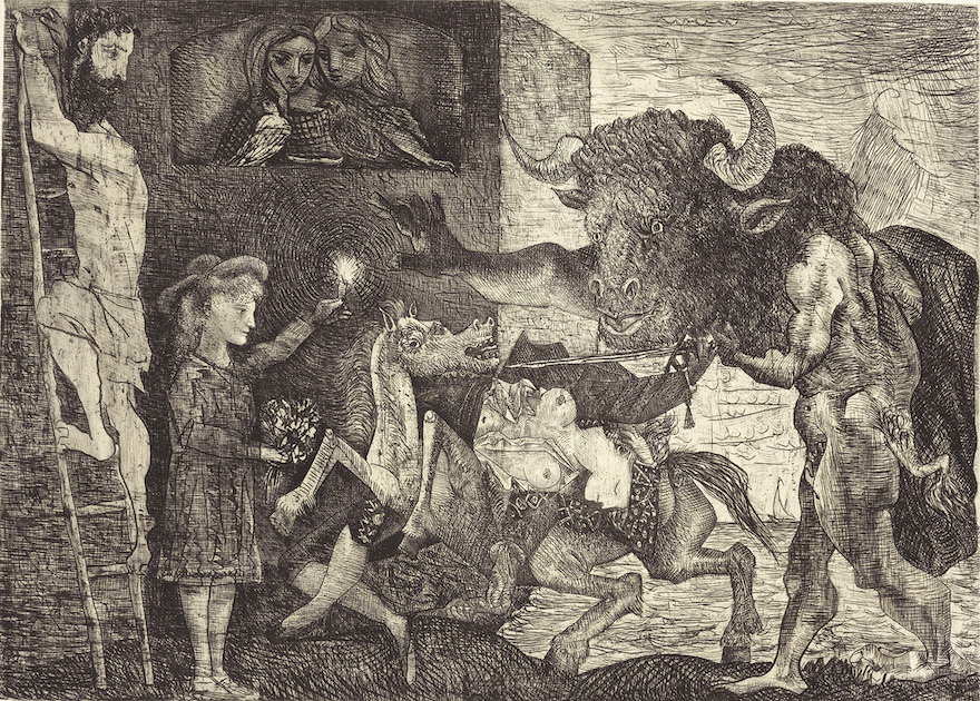 Minotauromachia, 1935 (printed 1936). Etching and engraving on paper; Estate of Pablo Picasso, image courtesy The Clark Art Institute.