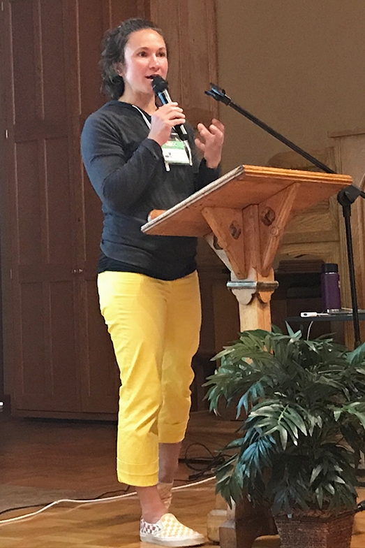 Amanda Chilson, Health and Wellness Coordinator with the Northern Berkshire Community Coalition, speaks at a 2019 Food Access Summit; file photo.