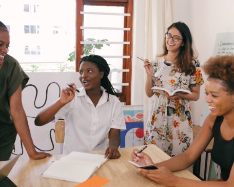 photo of women laughing