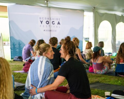 Participants practice yoga at Berkshire Yoga Festival.